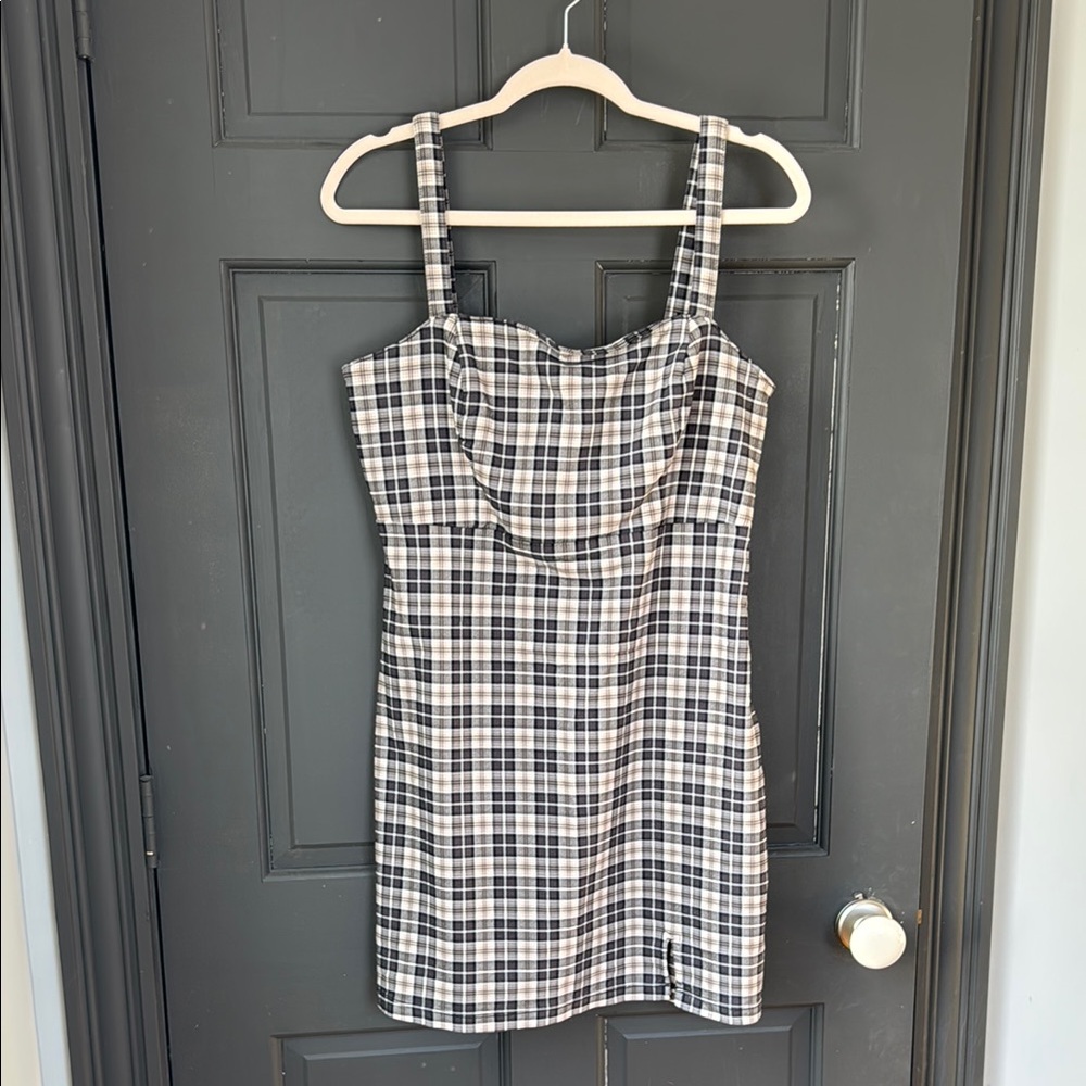 Hollister Black and White Mini Sheath Dress with Square Neck